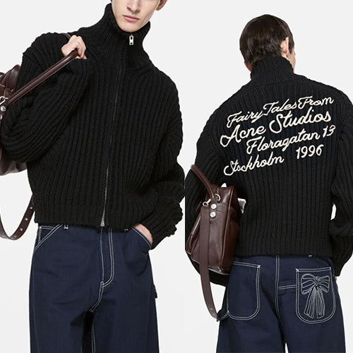 아크네 스튜디오 울 지퍼 가디건 블랙
