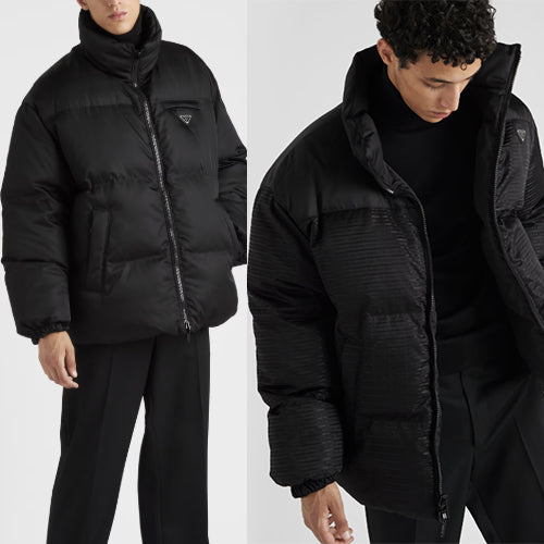 프라다 미드 렝스 리나일론 리버시블 다운 자켓 블랙