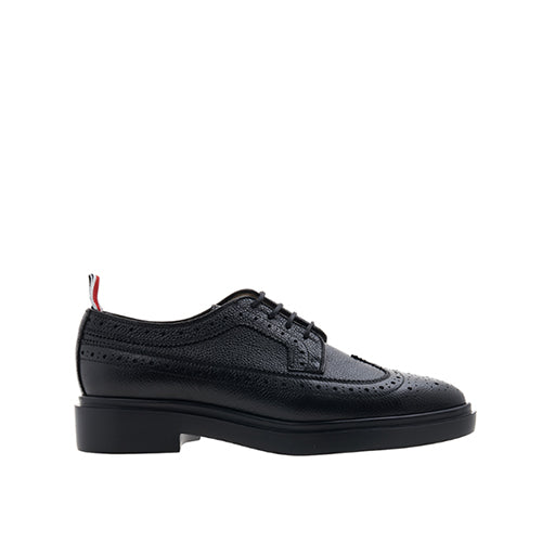 톰브라운 페블 그레인 레더 라이트웨이트 러버 솔 롱윙 브로그 로퍼 블랙