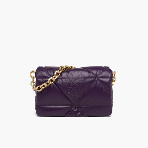 21FW 프라다 나파 가죽 패딩 숄더백 바이올렛