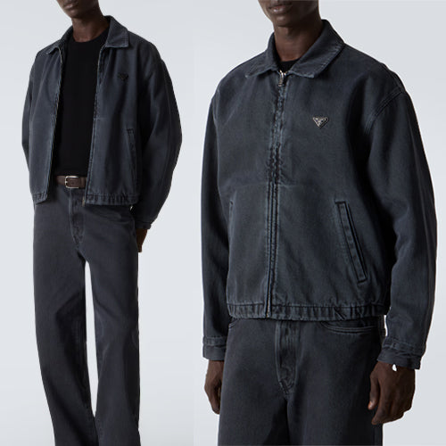 프라다 데님 블루종 재킷 블랙