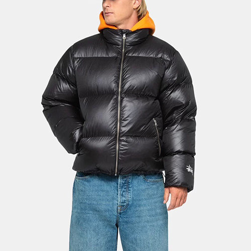 스투시 다운 퍼퍼 파라슈트 립스탑 자켓 블랙
