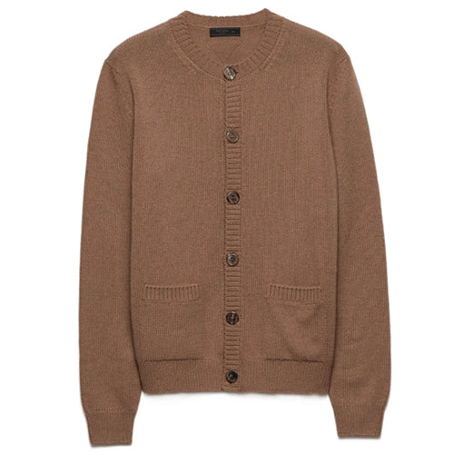 프라다 캐시미어 가디건 카멜 브라운