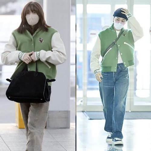 디올 x 데님 티어스 디올 티어스 블루종 레더 그린 (리사,지민착용)