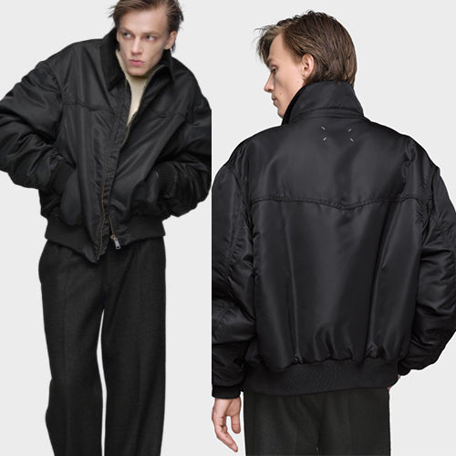 메종 마르지엘라 컷어웨이 칼라 집업 봄버 재킷