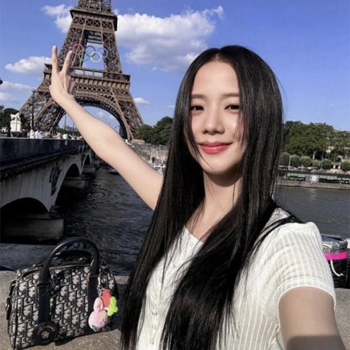 디올 그루브 20 백 블루 디올 오블리크 자카드 핸드백 (지수 착용)