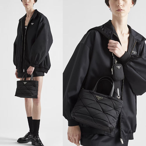프라다 스몰 리나일론 패딩 토트백 블랙