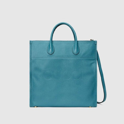 구찌 가죽 로고 엠보 쇼퍼토트백 블루