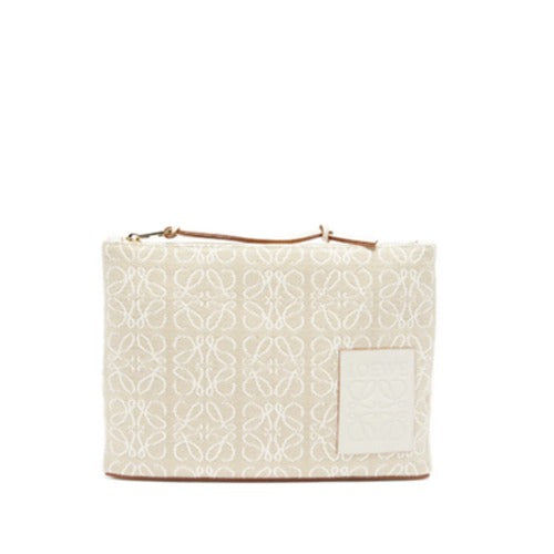 21 F/W 로에베 애너그램 자카드 캔버스 파우치 소프트화이트
