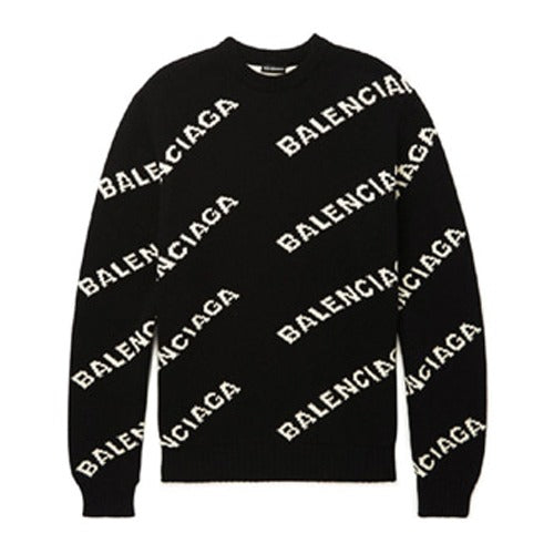 (국내배송, 당일출고) 발렌시아가 로고 크루넥 울 스웨터 블랙