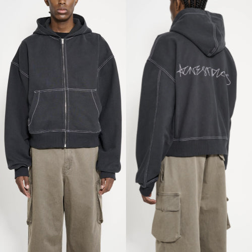 아크네 스튜디오 후드 집업 스웨터 블랙