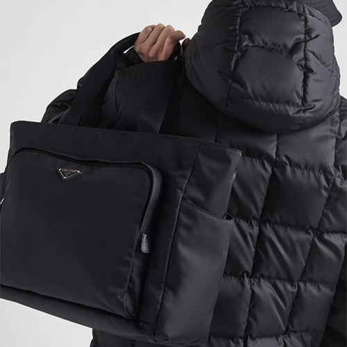 프라다 사피아노 가죽 앤 리나일론 토트백 블랙