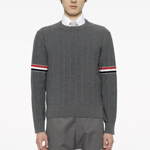 톰브라운 RWB 스트라이프 스웨터 니트 그레이