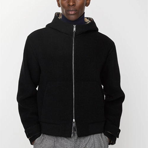 버버리 리버시블 울 후드 재킷 블랙