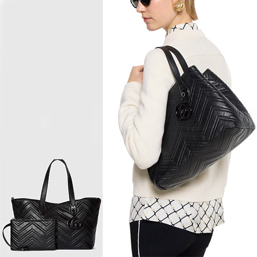 구찌 GG 마몽 미디엄 토트백 블랙