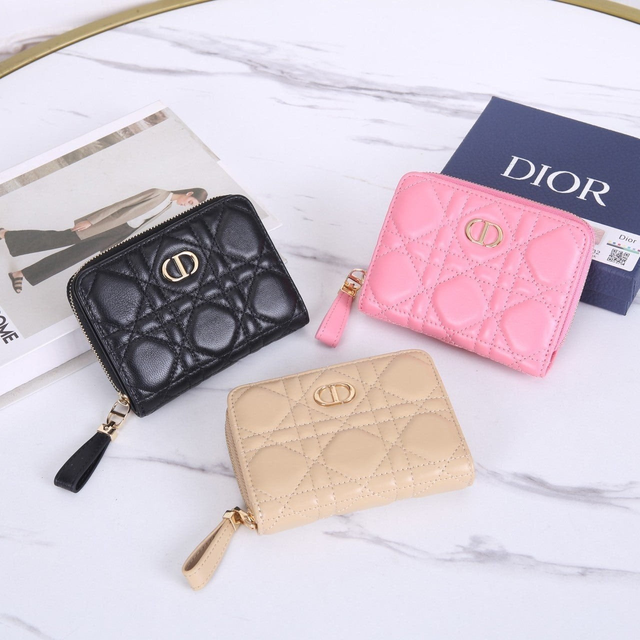 (국내배송)디올 까로 지퍼 반지갑 ~3Color~