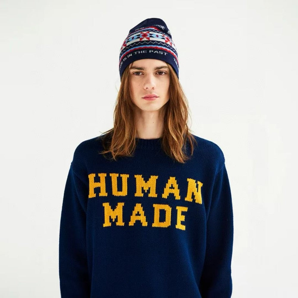 (국내배송) 휴먼 메이드 로우 게이지 니트 스웨터(네이비)