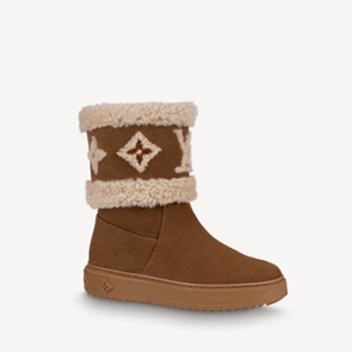 루이비통 스노우드롭 플랫 앵클 부츠 브라운