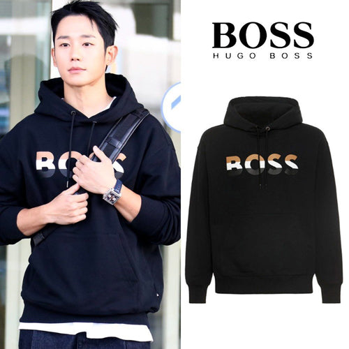(국내배송, 당일출고) 휴고 보스 트리플 컬러로고 후드 티셔츠 (정혜인, 이민호, 효연 착용)