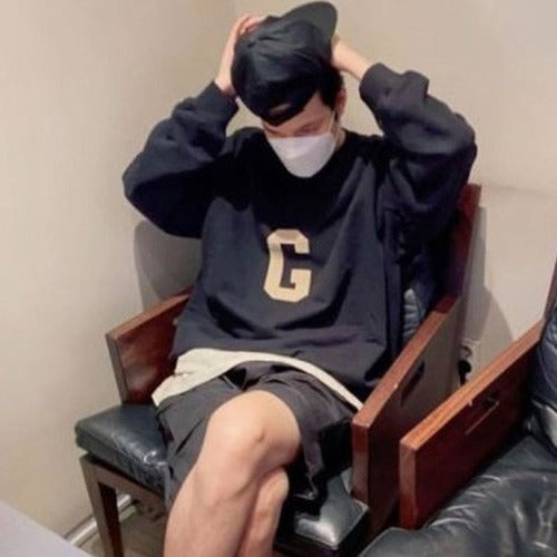 (국내배송, 당일출고) FEAR OF GOD 피어오브갓 G 후로킹 맨투맨 (이민호 착용)