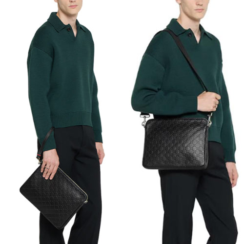 구찌 GG 엠블럼 미디엄 크로스백 블랙