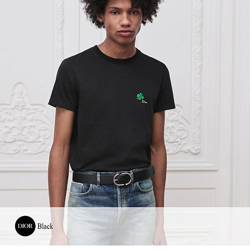 (국내배송, 당일출고) 디올 클로버 자수 레귤러핏 반팔 티셔츠 블랙