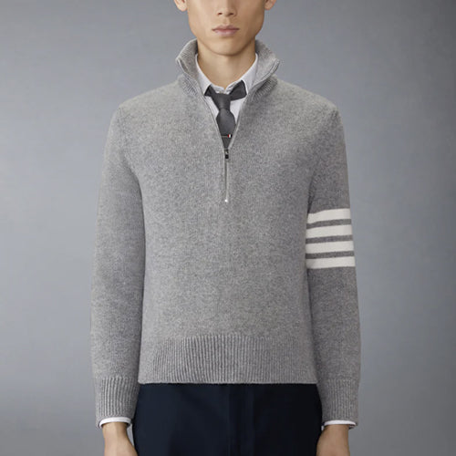 톰브라운 메리노 울 4-바 퍼널 넥 풀오버 그레이