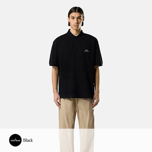 (국내배송, 당일출고) 스톤 아일랜드 자수 로고 pk 카라 반팔티셔츠 블랙
