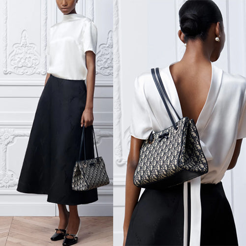 디올 오블리크 자카드 스몰 쇼퍼백 블루