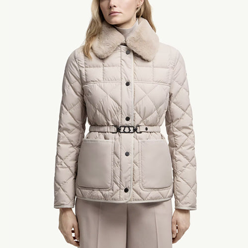 몽클레어 Cygne 트리밍 쇼트 다운 재킷 베이지