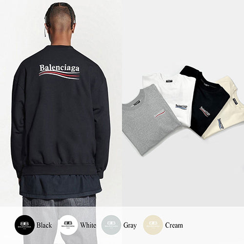 (국내배송, 당일출고)  발렌시아가 폴리티컬 캠페인 로고 자수 맨투맨 ~4Color~