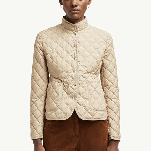 몽클레어 에핀 핏 앤 플레어 쇼트 다운 자켓 베이지