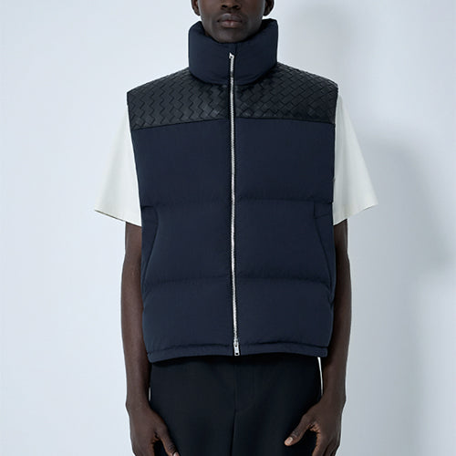 보테가 베네타 테크 나일론 푸퍼 패딩 조끼 네이비
