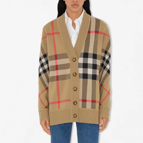 버버리 체크 울 블렌드 카디건