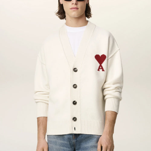 아미 펠트 메리노 울 가디건 오프 화이트