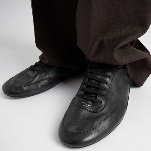 프라다 컬랩스 레더 스니커즈 블랙